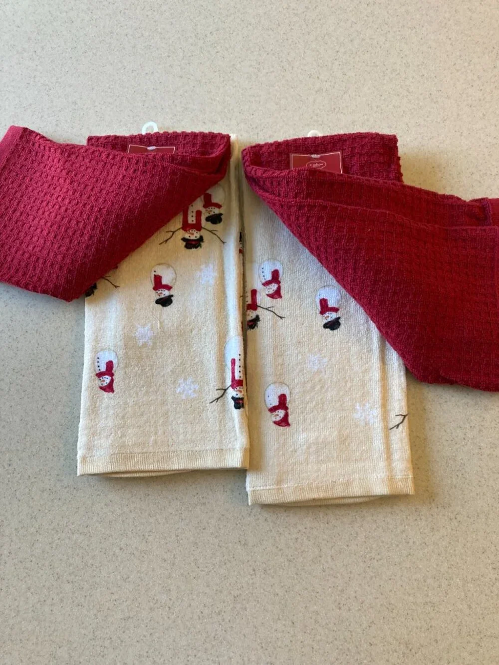 NWT St. Nicholas Square Kitchen Towels 4 Pc. Set Snowmen 